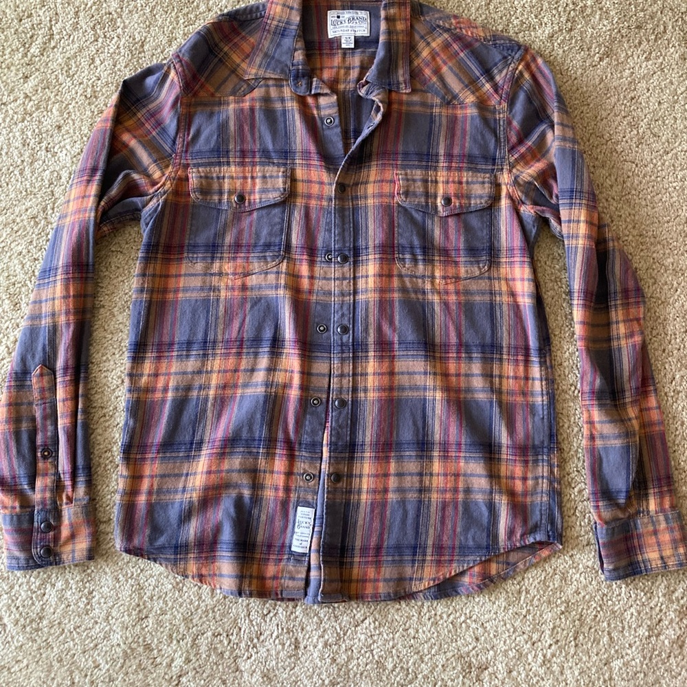 Lucky Brand Women’s Plaid Shirt in Blue and Orange S/P